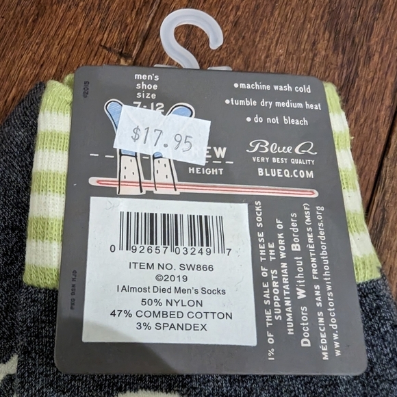 Blu q I almost died socks, blu q socks, Men shoe Sz 7-12 - Picture 8 of 10